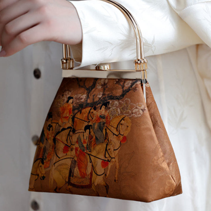 Pintura de Buddha Stones de la dama de Guoguo en una excursión de primavera Bolso con asa de metal