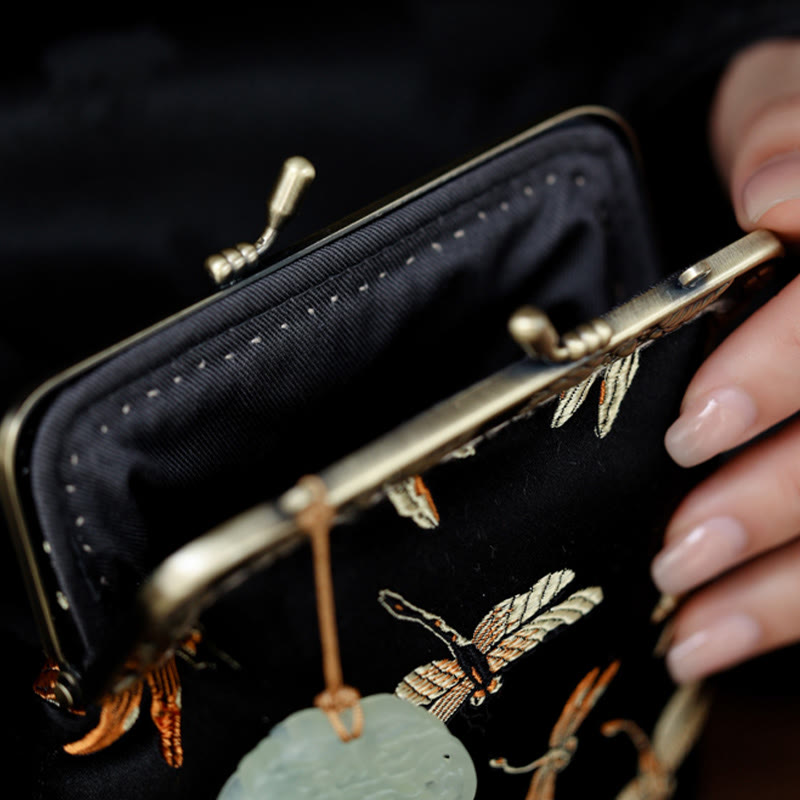 Bolso bandolera con cadena de metal y libélula pequeña con Buddha Stones , bolso de hombro, bolso para teléfono móvil