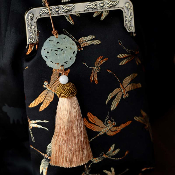 Bolso bandolera con cadena de metal y libélula pequeña con Buddha Stones , bolso de hombro, bolso para teléfono móvil