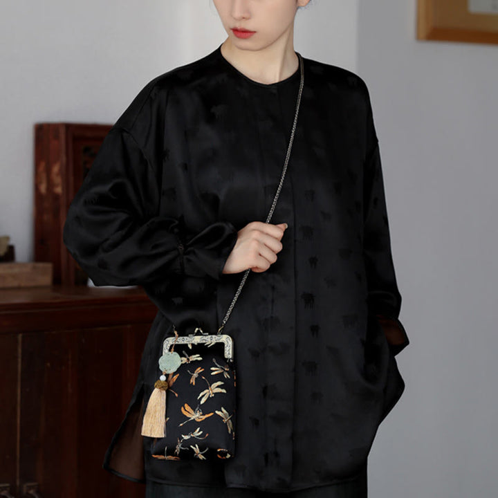 Bolso bandolera con cadena de metal y libélula pequeña con Buddha Stones , bolso de hombro, bolso para teléfono móvil