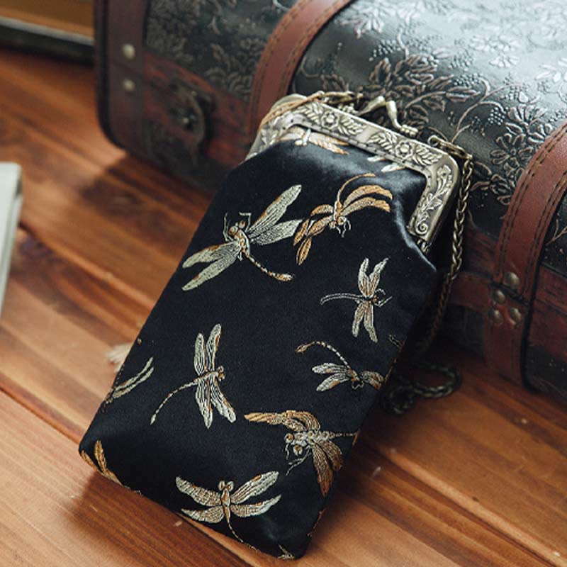 Bolso bandolera con cadena de metal y libélula pequeña con Buddha Stones , bolso de hombro, bolso para teléfono móvil