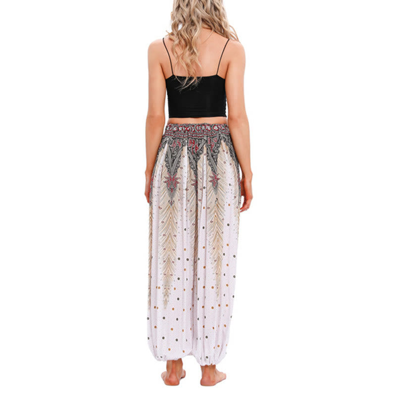 Pantalones de yoga para mujer con diseño de plumas de pavo real y piedras de Buddha Stones