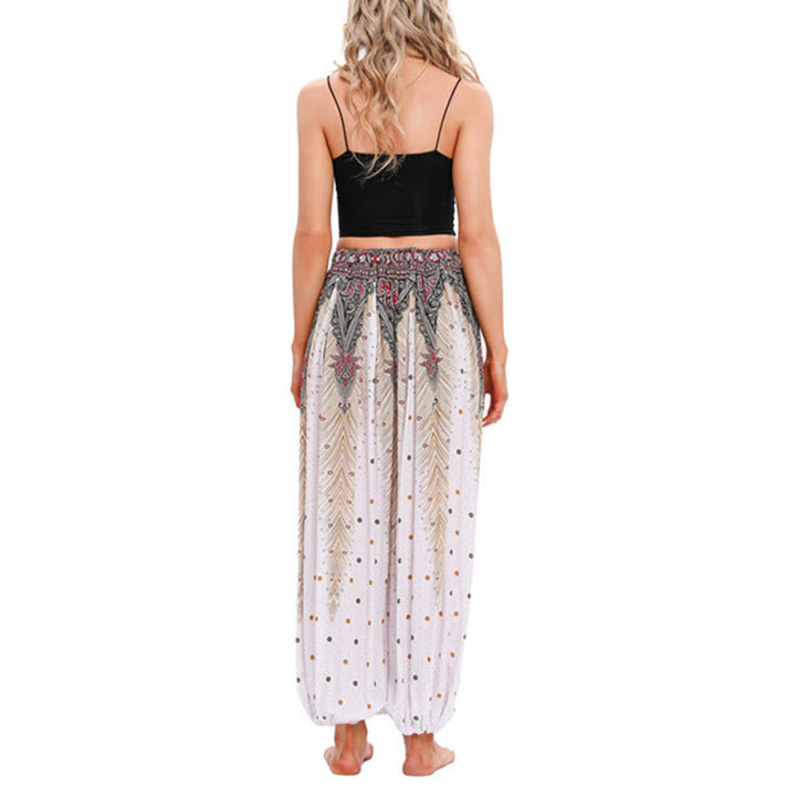 Pantalones de yoga para mujer con diseño de plumas de pavo real y piedras de Buddha Stones
