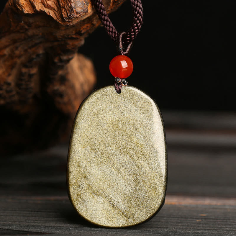 Colgante de collar con diseño de dragón de obsidiana con brillo dorado de Buddha Stones - image 5