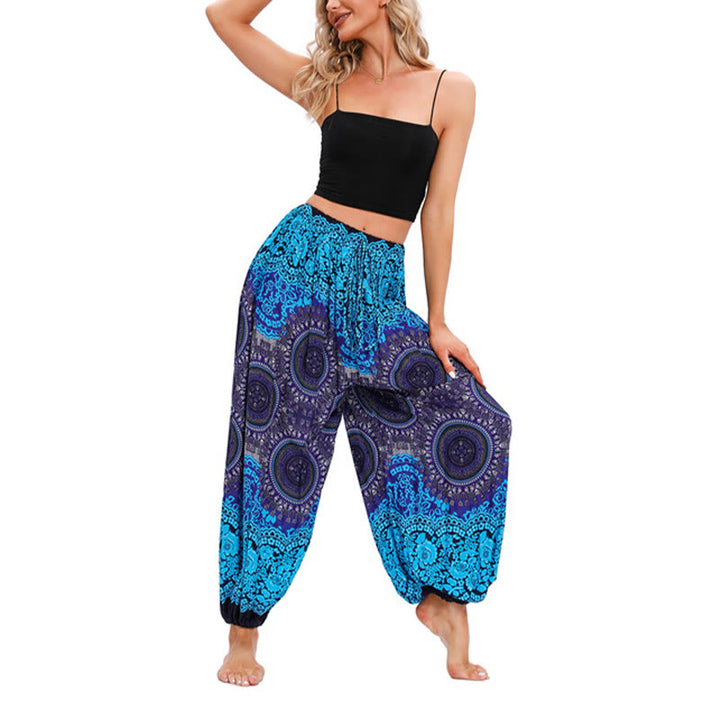 Pantalones de yoga para mujer con patrón de brújula sueltos e informales con Buddha Stones