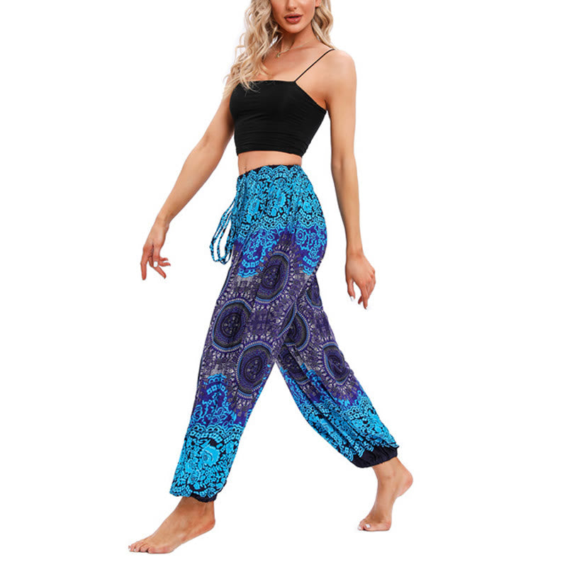 Pantalones de yoga para mujer con patrón de brújula sueltos e informales con Buddha Stones