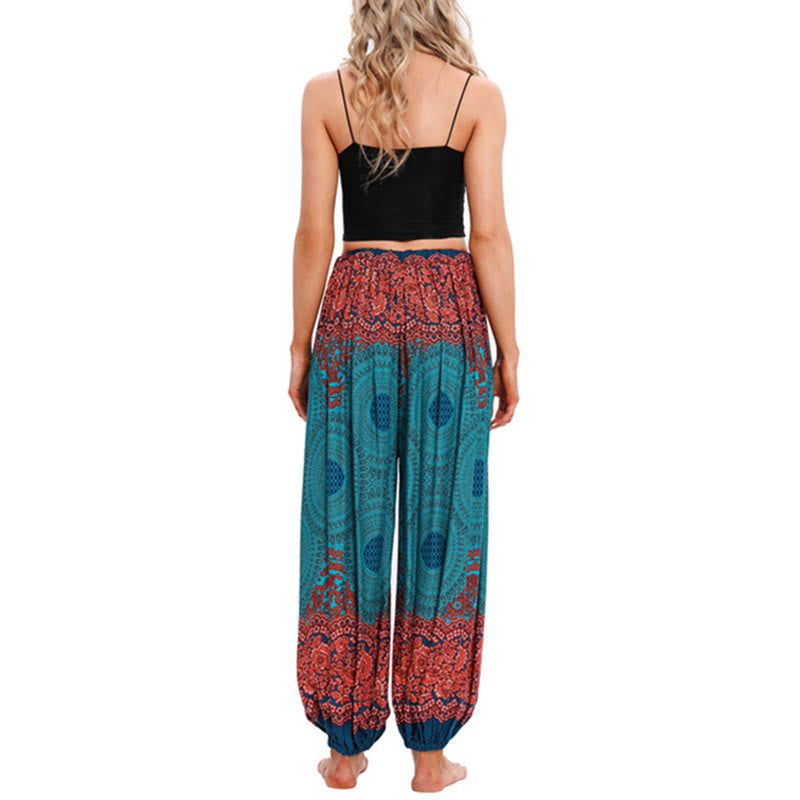 Pantalones de yoga para mujer con estampado de flores en forma de círculo suelto con Buddha Stones - image 8