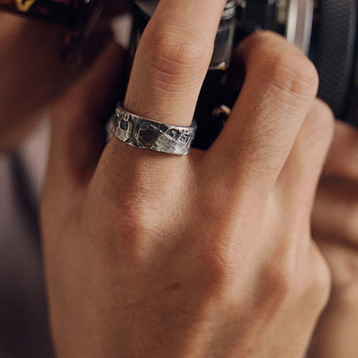 Anillo de bendición hecho a mano con diseño de esqueleto de plata de ley 999 con Buddha Stones - image 4