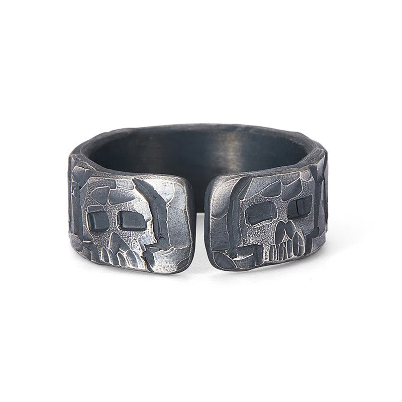 Anillo de bendición hecho a mano con diseño de esqueleto de plata de ley 999 con Buddha Stones - image 3