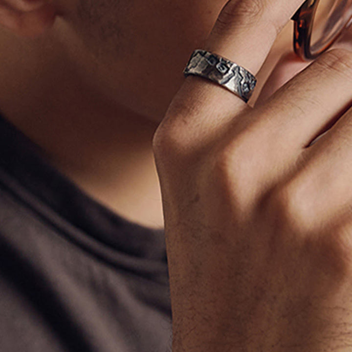 Anillo de bendición hecho a mano con diseño de esqueleto de plata de ley 999 con Buddha Stones - image 7