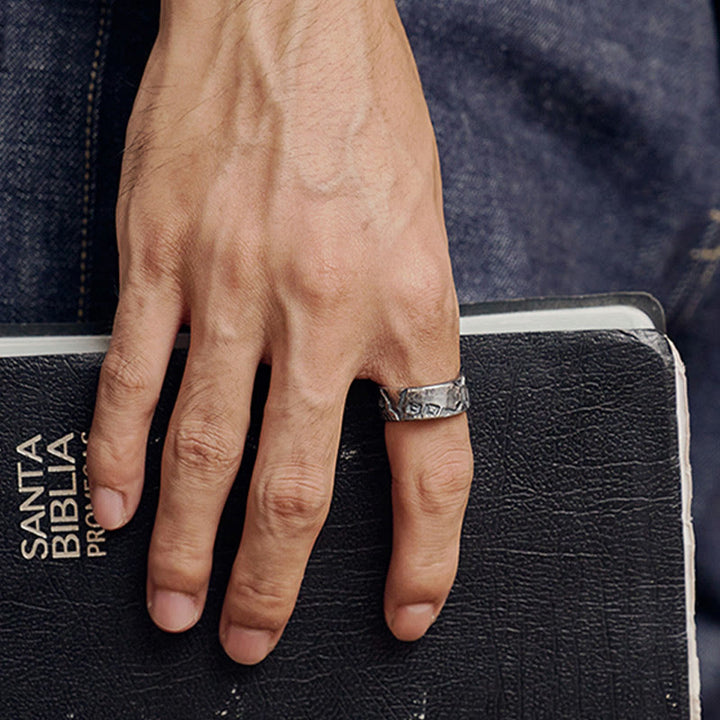 Anillo de bendición hecho a mano con diseño de esqueleto de plata de ley 999 con Buddha Stones - image 8