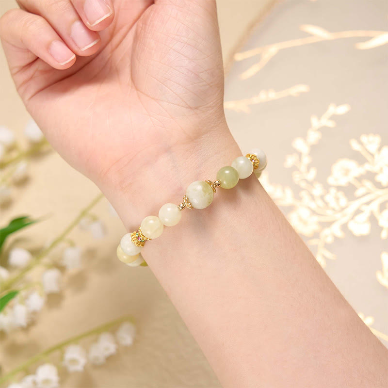 Pulsera de Abundancia de Jade Color Uva Verde con Buddha Stones