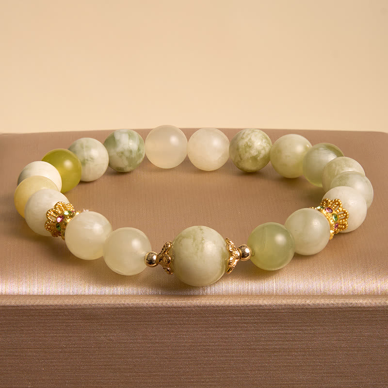 Pulsera de Abundancia de Jade Color Uva Verde con Buddha Stones
