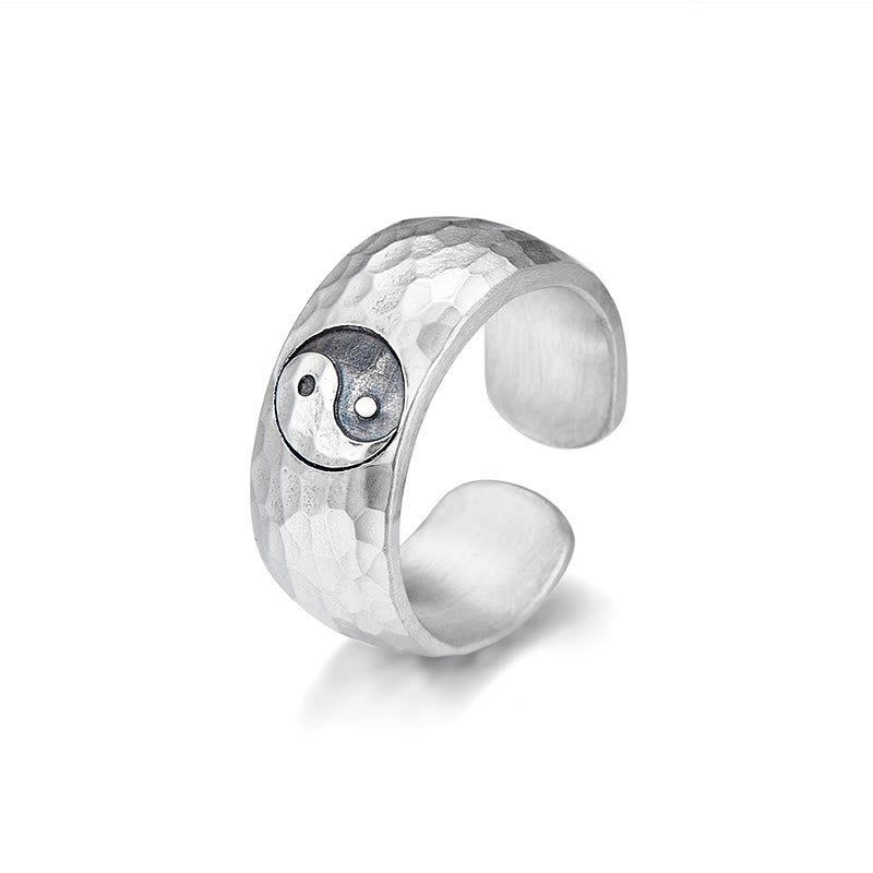 Anillo ajustable de armonía con símbolo de Yin Yang Bagua de plata de ley 999 hecho a mano con Buddha Stones - image 10
