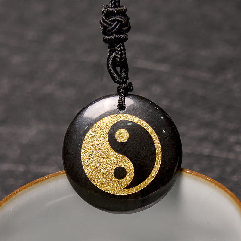 Buddha Stones Collar con colgante espiritual Yin Yang, amatista, ojo de tigre, aventurina verde y varios cristales - Ónix negro - image 12