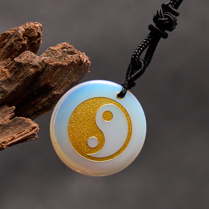 Buddha Stones Collar con colgante espiritual Yin Yang, amatista, ojo de tigre, aventurina verde y varios cristales - Ópalo (sintético) - image 31