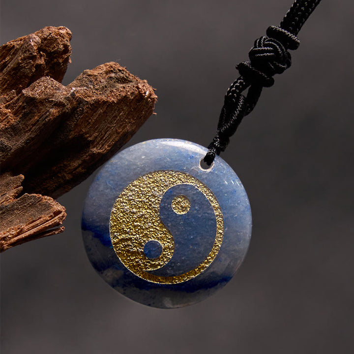 Buddha Stones Collar con colgante espiritual Yin Yang, amatista, ojo de tigre, aventurina verde y varios cristales - Aventurina azul - image 68