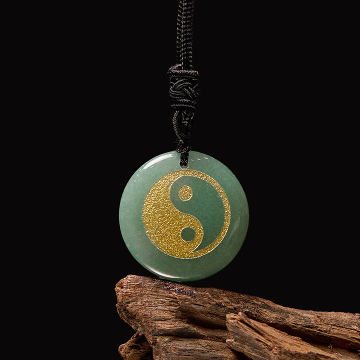 Buddha Stones Collar con colgante espiritual Yin Yang, amatista, ojo de tigre, aventurina verde y varios cristales - image 0