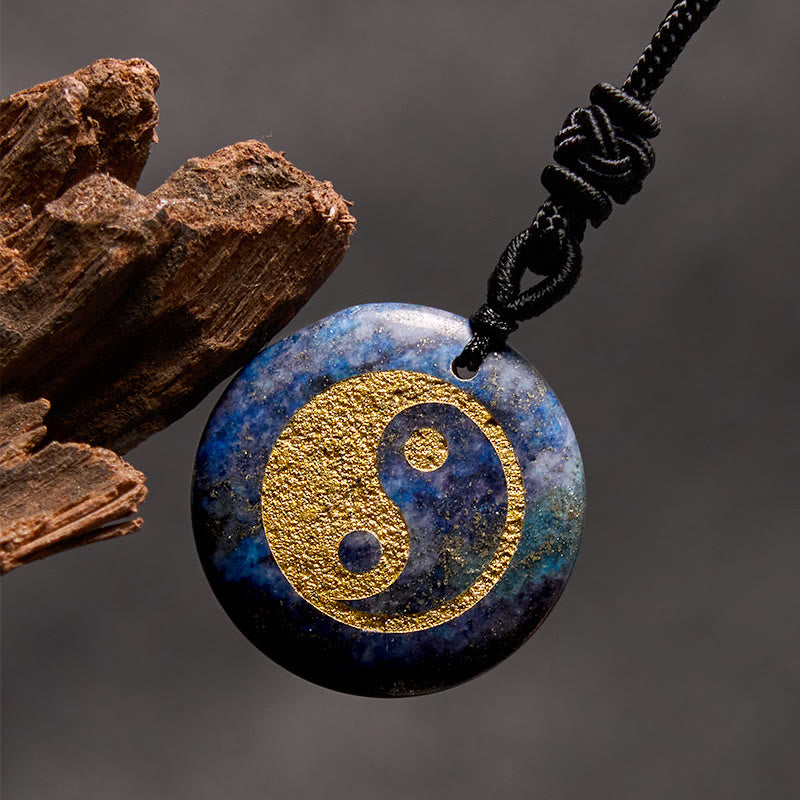 Buddha Stones Collar con colgante espiritual Yin Yang, amatista, ojo de tigre, aventurina verde y varios cristales - Lazurita - image 42