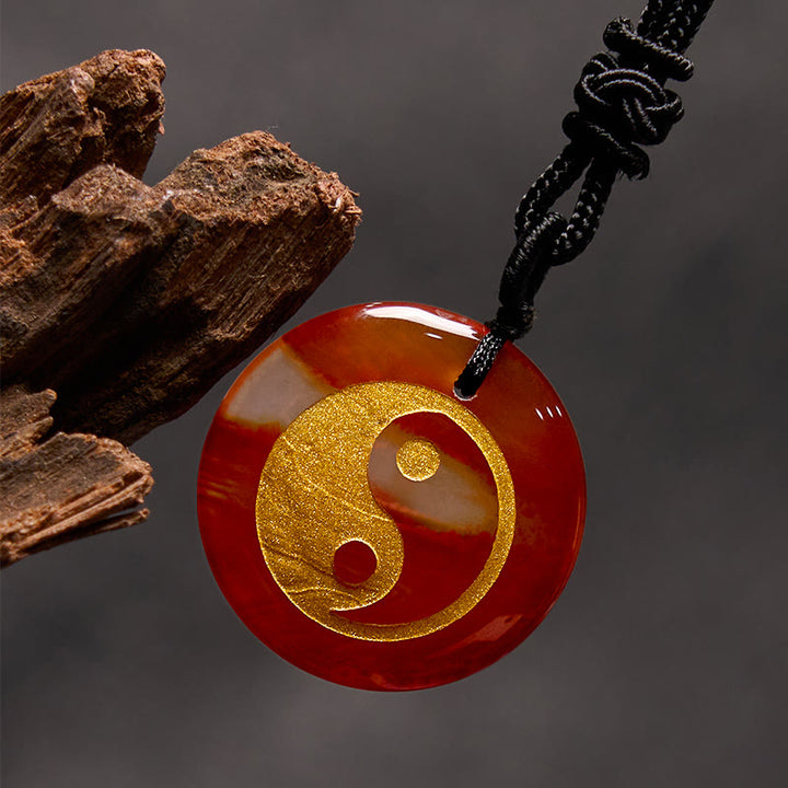 Buddha Stones Collar con colgante espiritual Yin Yang, amatista, ojo de tigre, aventurina verde y varios cristales - Ágata roja - image 58