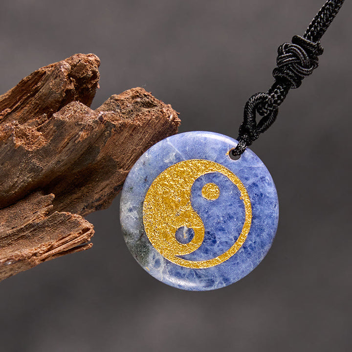 Buddha Stones Collar con colgante espiritual Yin Yang, amatista, ojo de tigre, aventurina verde y varios cristales - Sodalita - image 63