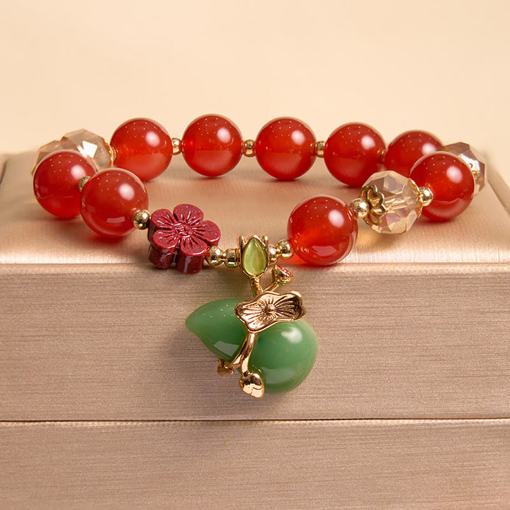 Buddha Stones Pulsera de confianza con cuentas de flor de cinabrio, calabaza y ágata verde natural de ágata roja - Calabaza de ágata roja (circunferencia de la muñeca: 14-16 cm) - image 8