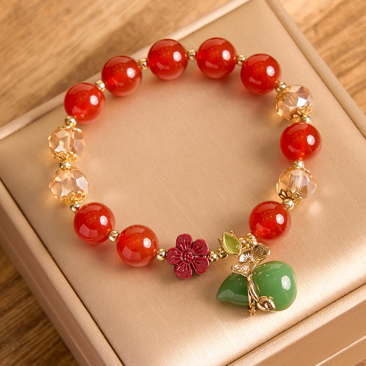 Buddha Stones Pulsera de confianza con cuentas de flor de cinabrio, calabaza y ágata verde natural de ágata roja - image 9