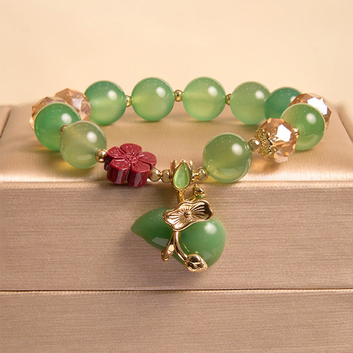 Buddha Stones Pulsera de confianza con cuentas de flor de cinabrio, calabaza y ágata verde natural de ágata roja - Calabaza de ágata verde (circunferencia de la muñeca: 14-16 cm) - image 0