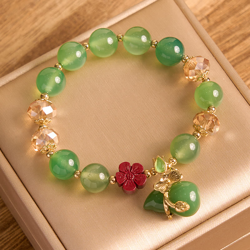 Buddha Stones Pulsera de confianza con cuentas de flor de cinabrio, calabaza y ágata verde natural de ágata roja - image 1
