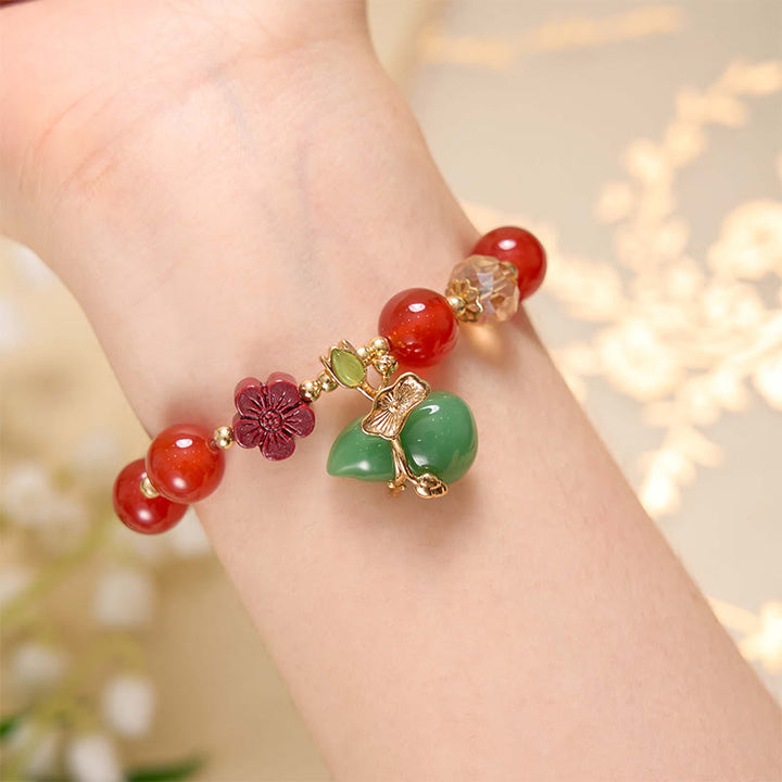 Buddha Stones Pulsera de confianza con cuentas de flor de cinabrio, calabaza y ágata verde natural de ágata roja - image 10
