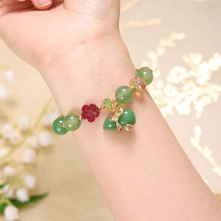 Buddha Stones Pulsera de confianza con cuentas de flor de cinabrio, calabaza y ágata verde natural de ágata roja - image 2