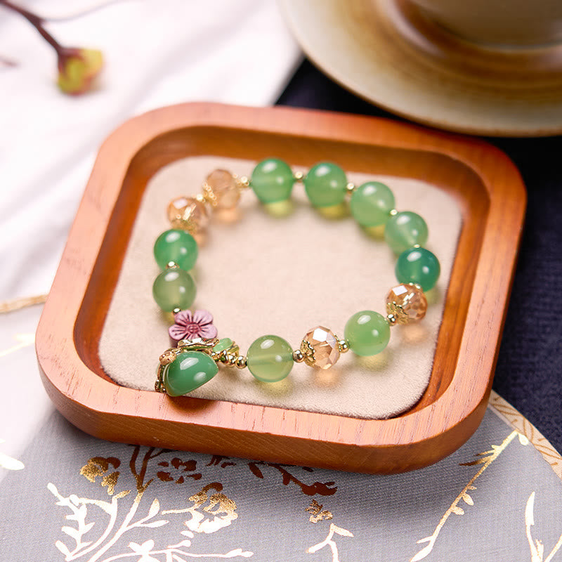 Buddha Stones Pulsera de confianza con cuentas de flor de cinabrio, calabaza y ágata verde natural de ágata roja - image 3