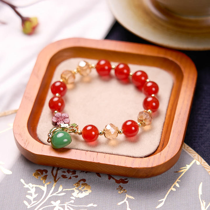 Buddha Stones Pulsera de confianza con cuentas de flor de cinabrio, calabaza y ágata verde natural de ágata roja - image 11