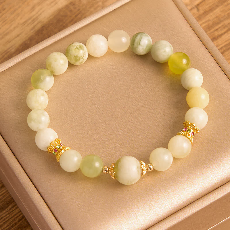 Pulsera de Abundancia de Jade Color Uva Verde con Buddha Stones