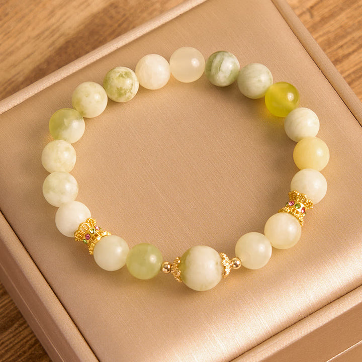 Pulsera de Abundancia de Jade Color Uva Verde con Buddha Stones