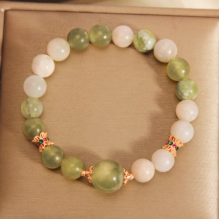 Pulsera de Abundancia de Jade Color Uva Verde con Buddha Stones