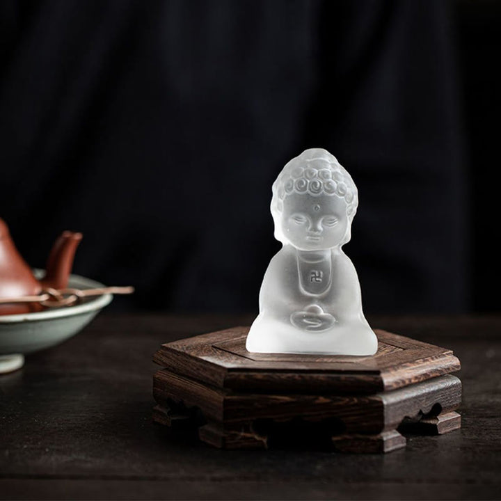 Buddha Stones Mini Tathagata Buda Liuli Serenity Decoración de escritorio - Buda Liuli 5,3 x 4 x 8,5 cm - image 0