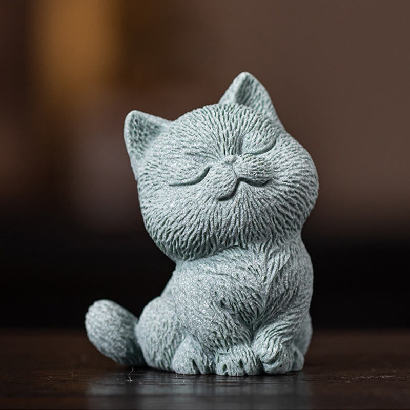 Buddha Stones pequeño gato hogar té mascota estatuilla decoración de escritorio - image 3