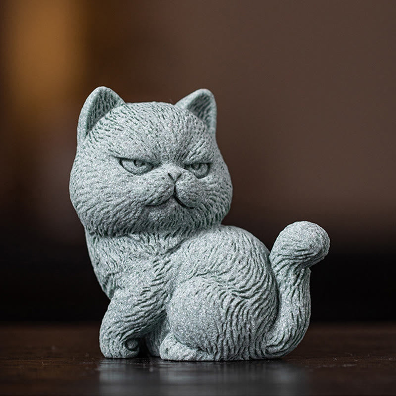 Buddha Stones pequeño gato hogar té mascota estatuilla decoración de escritorio - Gato de ojos abiertos 6,6 x 4 x 7 cm - image 6