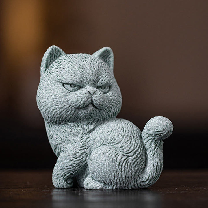 Buddha Stones pequeño gato hogar té mascota estatuilla decoración de escritorio