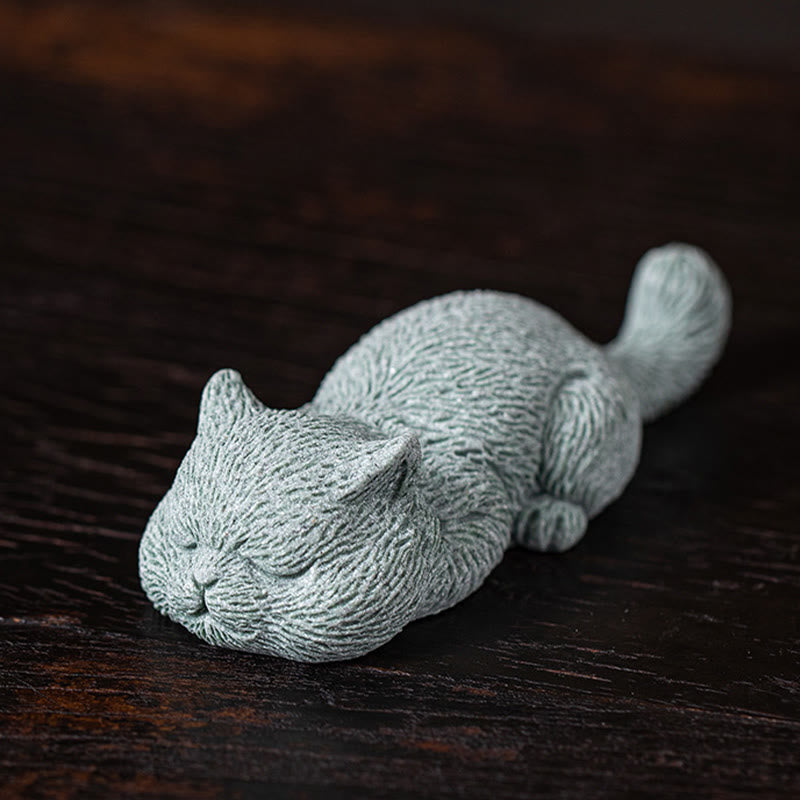 Buddha Stones pequeño gato hogar té mascota estatuilla decoración de escritorio - Gato durmiendo 10,6 x 4 x 2,5 cm - image 7
