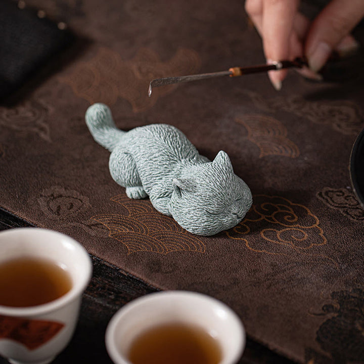 Buddha Stones pequeño gato hogar té mascota estatuilla decoración de escritorio - image 9