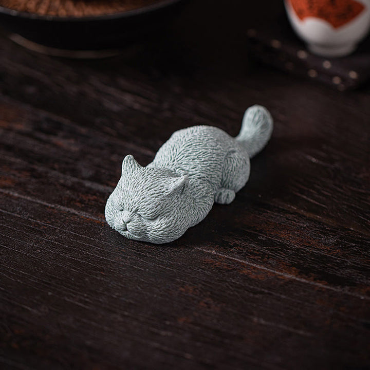 Buddha Stones pequeño gato hogar té mascota estatuilla decoración de escritorio - image 9