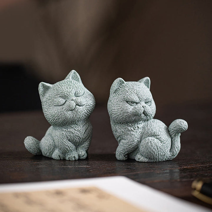 Buddha Stones pequeño gato hogar té mascota estatuilla decoración de escritorio - image 13
