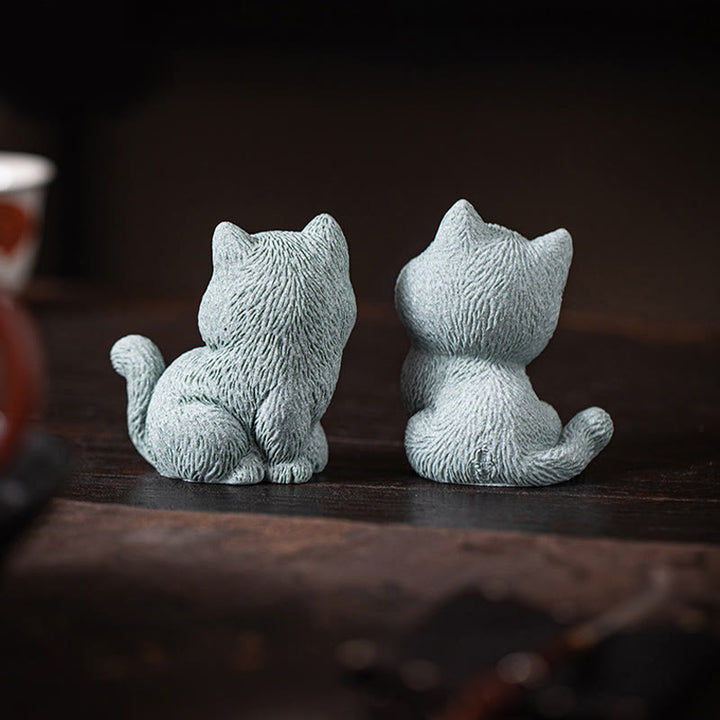 Buddha Stones pequeño gato hogar té mascota estatuilla decoración de escritorio - image 12