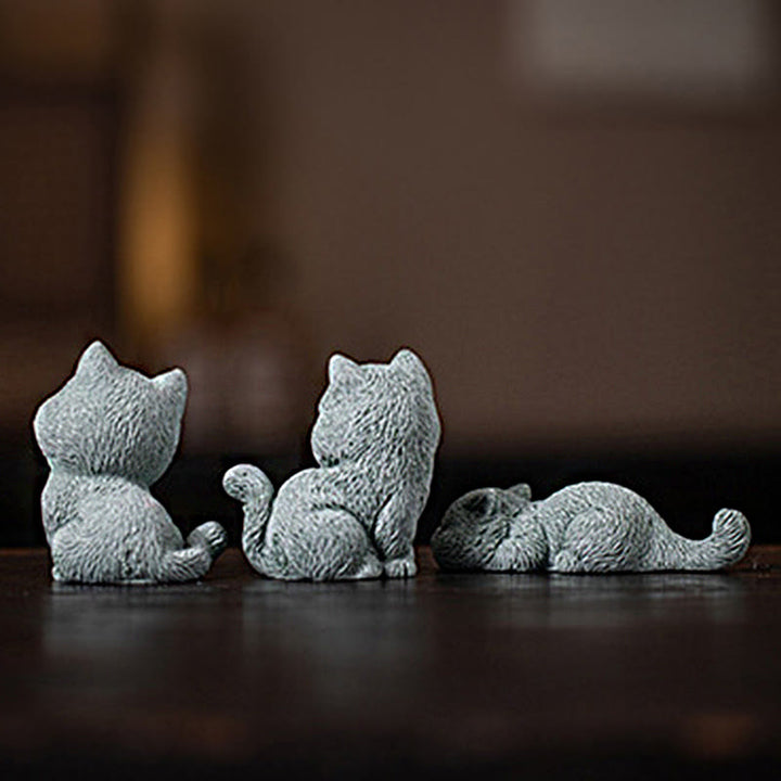 Buddha Stones pequeño gato hogar té mascota estatuilla decoración de escritorio - image 3