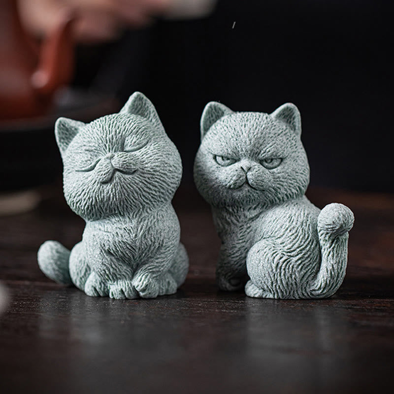 Buddha Stones pequeño gato hogar té mascota estatuilla decoración de escritorio - image 19