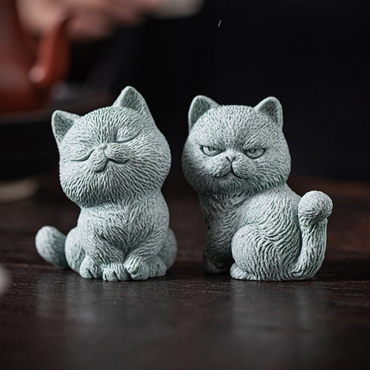 Buddha Stones pequeño gato hogar té mascota estatuilla decoración de escritorio - image 19