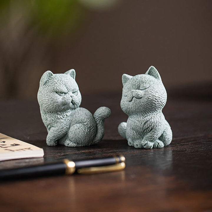 Buddha Stones pequeño gato hogar té mascota estatuilla decoración de escritorio - image 17