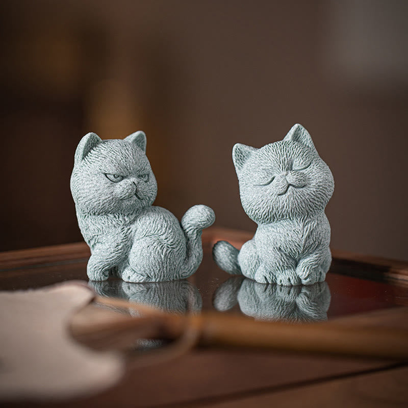 Buddha Stones pequeño gato hogar té mascota estatuilla decoración de escritorio - image 20